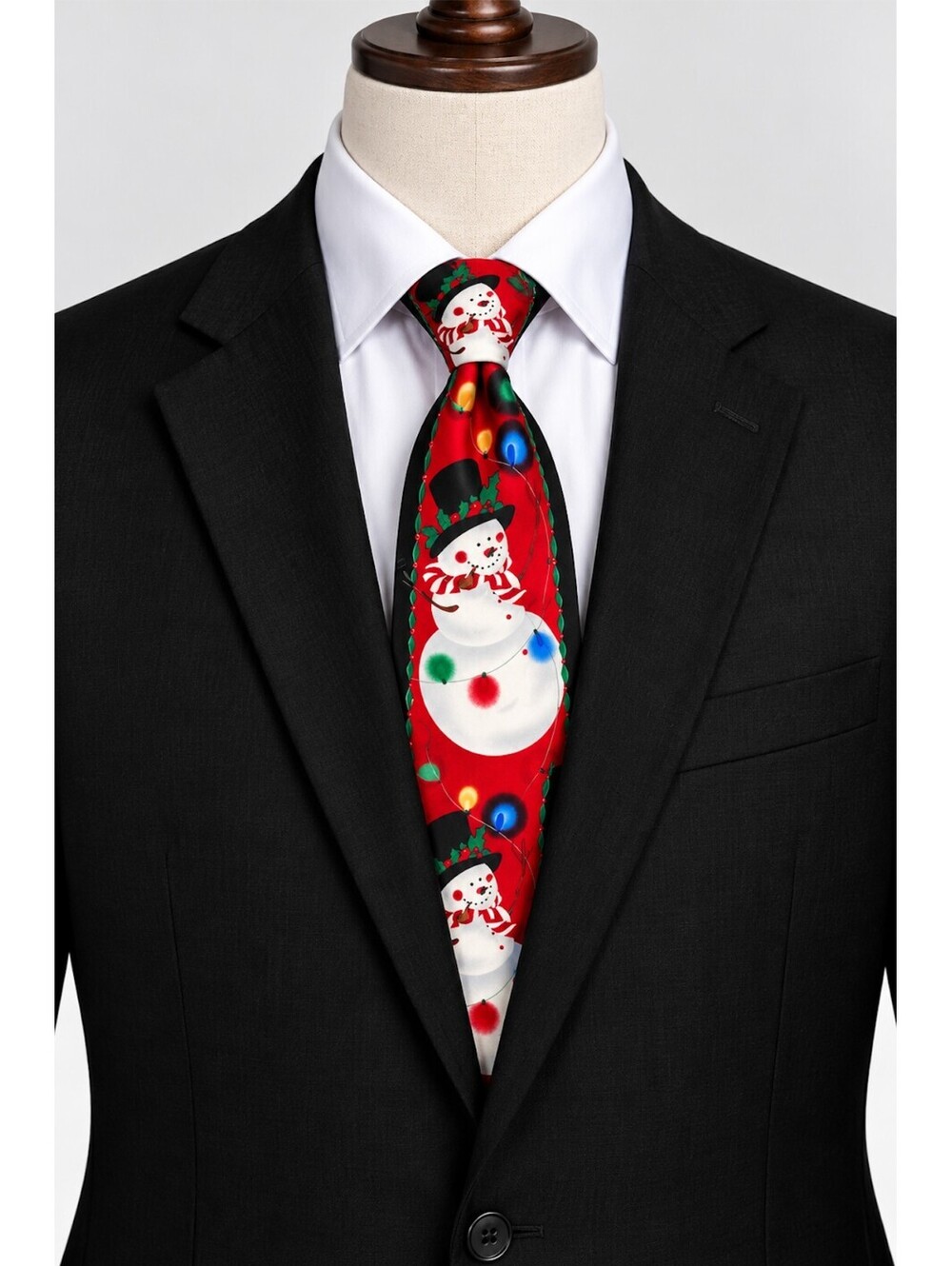 Vintage Christmas Snowman Silk Tie Made in Korea